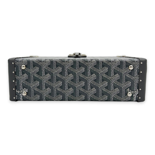 Trunk Cassette Shoulder Bag Grey in Coated Canvas, Silver hardware