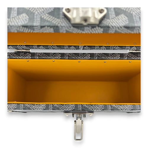 Trunk Cassette Shoulder Bag Grey in Coated Canvas, Silver hardware