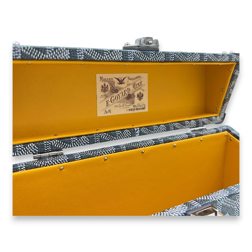 Trunk Cassette Shoulder Bag Grey in Coated Canvas, Silver hardware