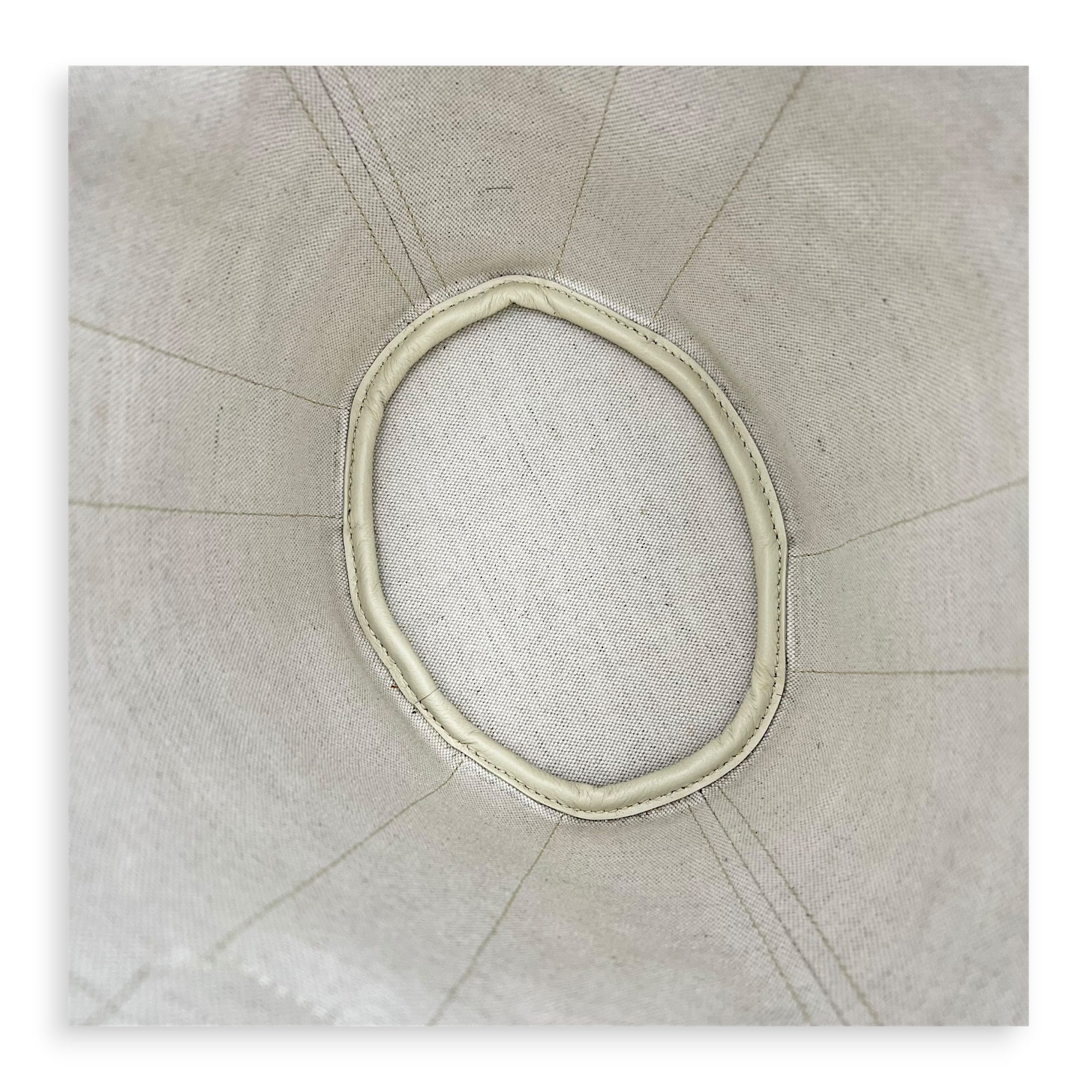 Belhara PM White Top Handle Bag in Coated Canvas, Silver hardware