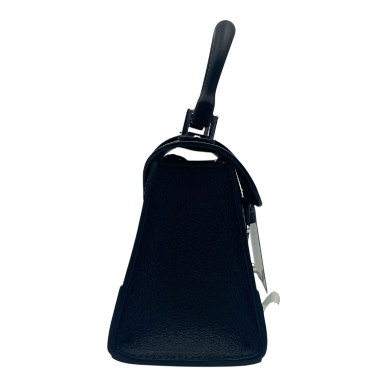 Saigon Nano Black Top Handle Bag in Coated Canvas, Silver hardware