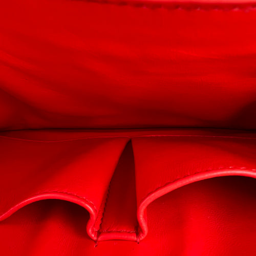 Box Medium Red Shoulder Bag in Patent Leather, Silver hardware