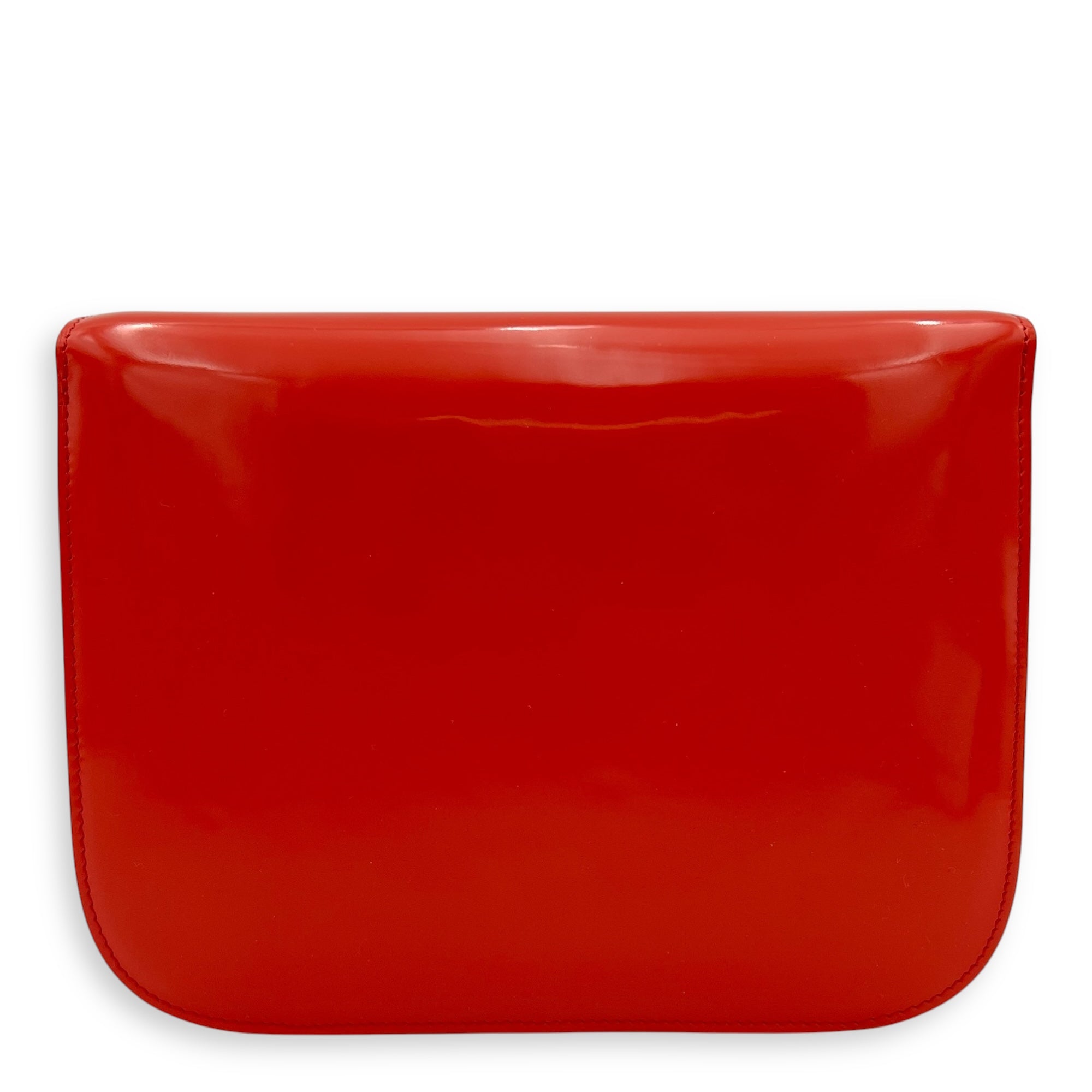 Box Medium Red Shoulder Bag in Patent Leather, Silver hardware