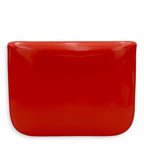 Box Medium Red Shoulder Bag in Patent Leather, Silver hardware