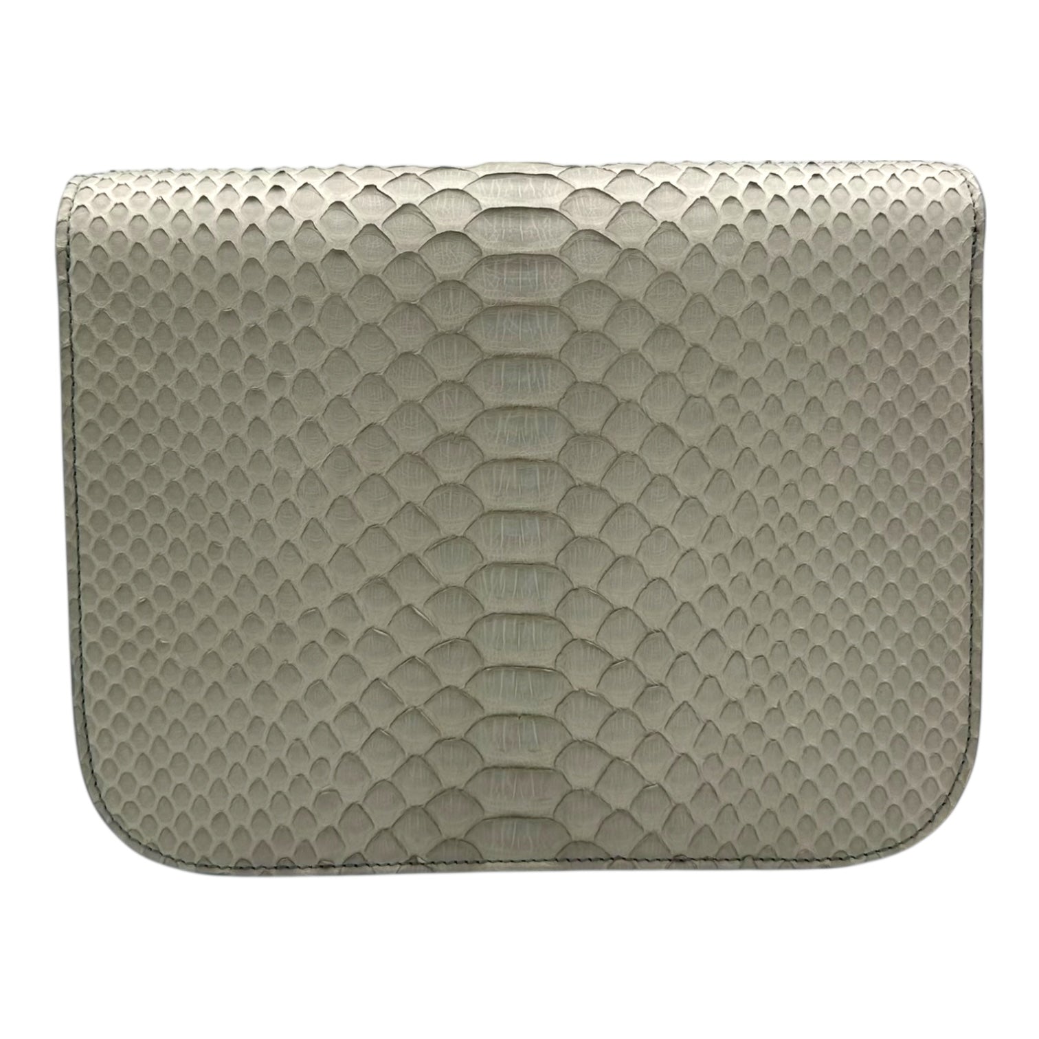 Box Medium Grey Shoulder Bag in Python Leather, Gold hardware