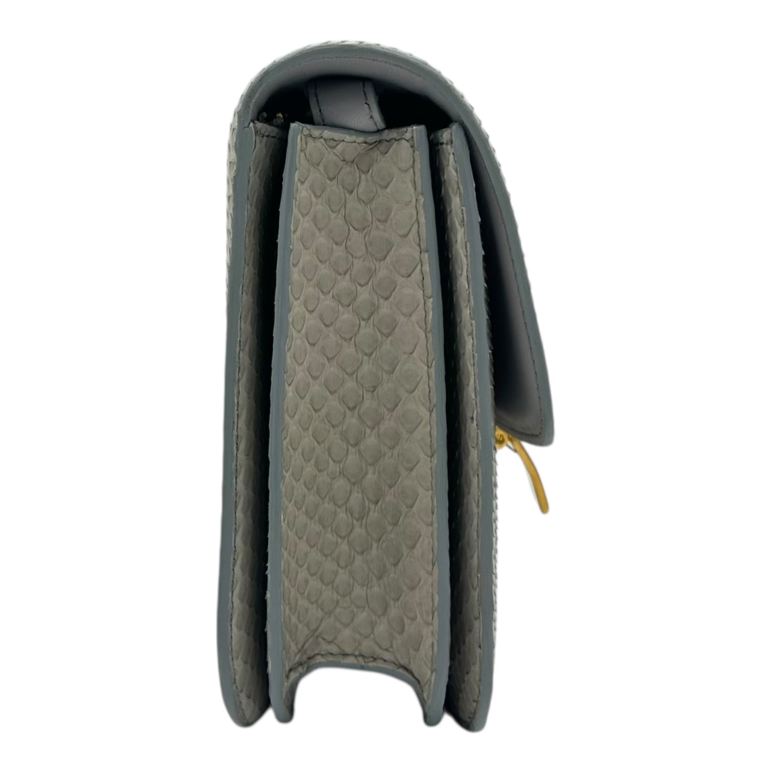 Box Medium Grey Shoulder Bag in Python Leather, Gold hardware