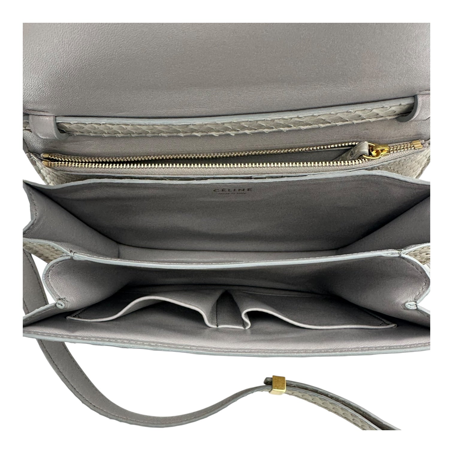 Box Medium Grey Shoulder Bag in Python Leather, Gold hardware