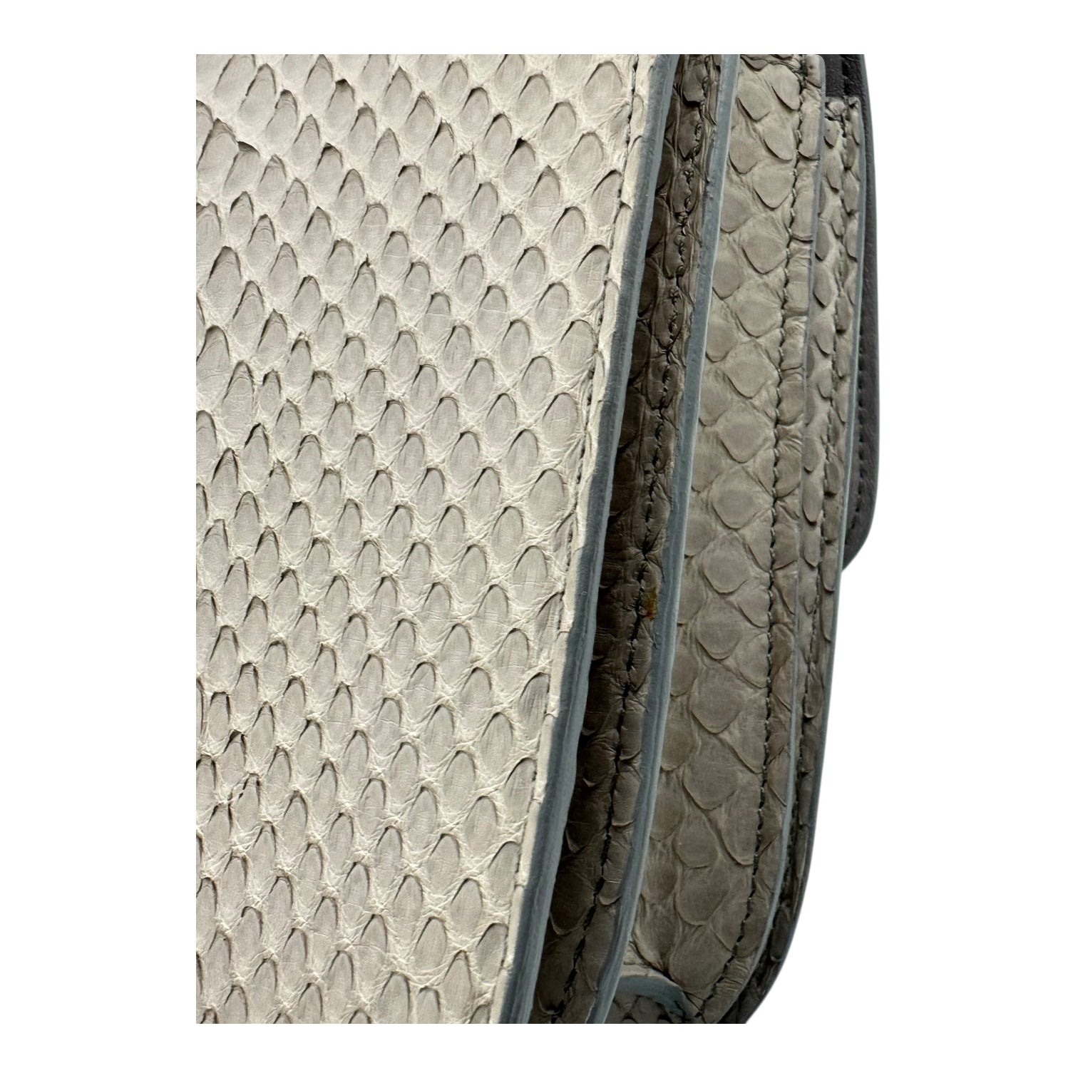 Box Medium Grey Shoulder Bag in Python Leather, Gold hardware