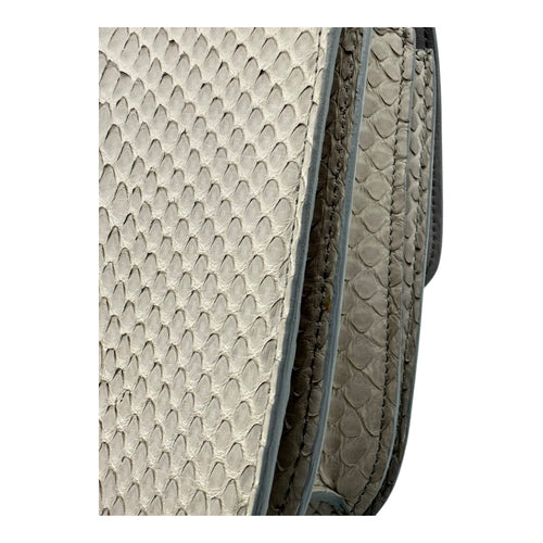 Box Medium Grey Shoulder Bag in Python Leather, Gold hardware