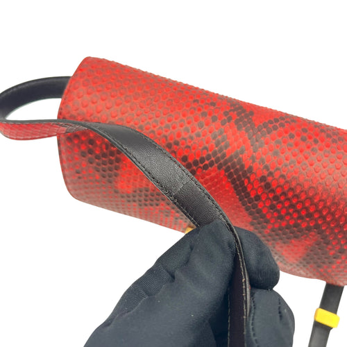 Box Medium Red Shoulder Bag in Python Leather, Gold hardware