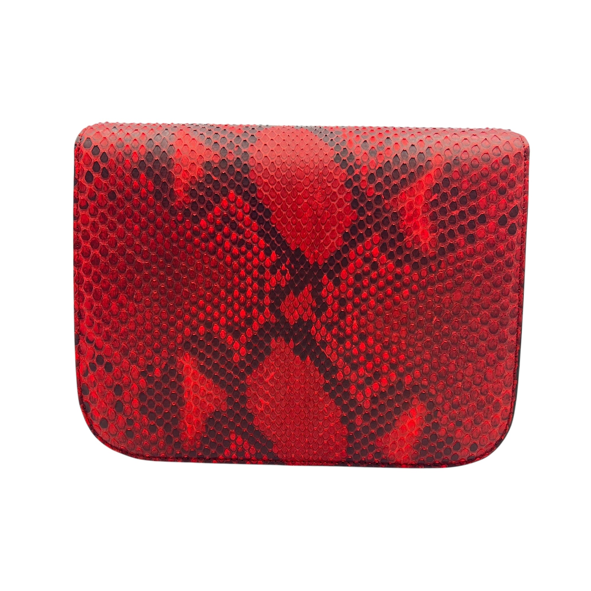 Box Medium Red Shoulder Bag in Python Leather, Gold hardware
