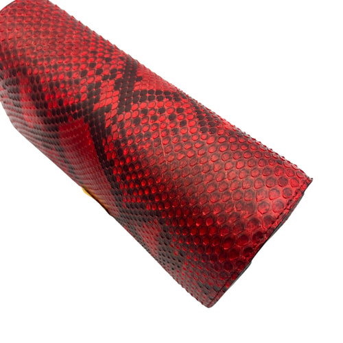 Box Medium Red Shoulder Bag in Python Leather, Gold hardware