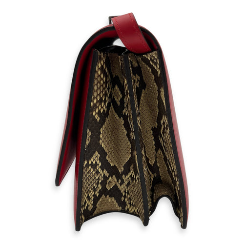 Medium Case Shoulder Bag Red in Calfskin, Silver hardware