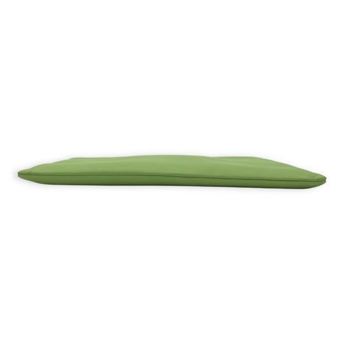 Zip Pouch Green in Calfskin, Silver hardware