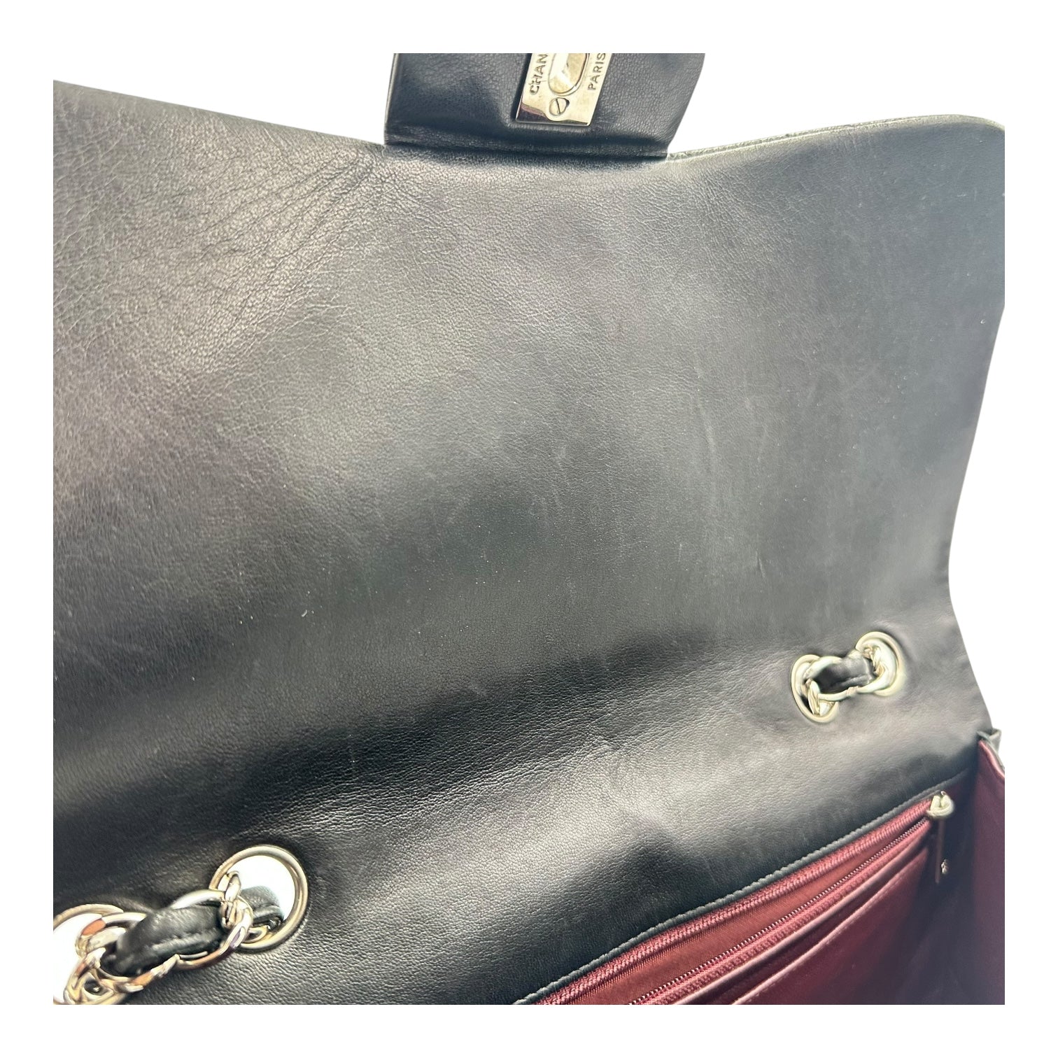 Classic Shoulder Bag Maxi Black in Lambskin, Silver hardware