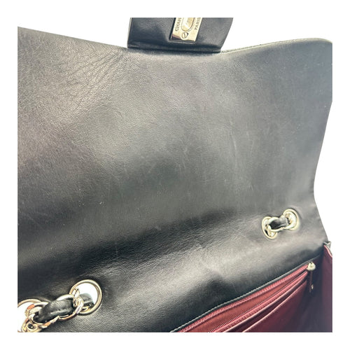 Classic Shoulder Bag Maxi Black in Lambskin, Silver hardware
