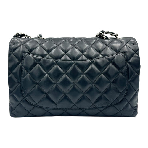 Classic Shoulder Bag Maxi Black in Lambskin, Silver hardware