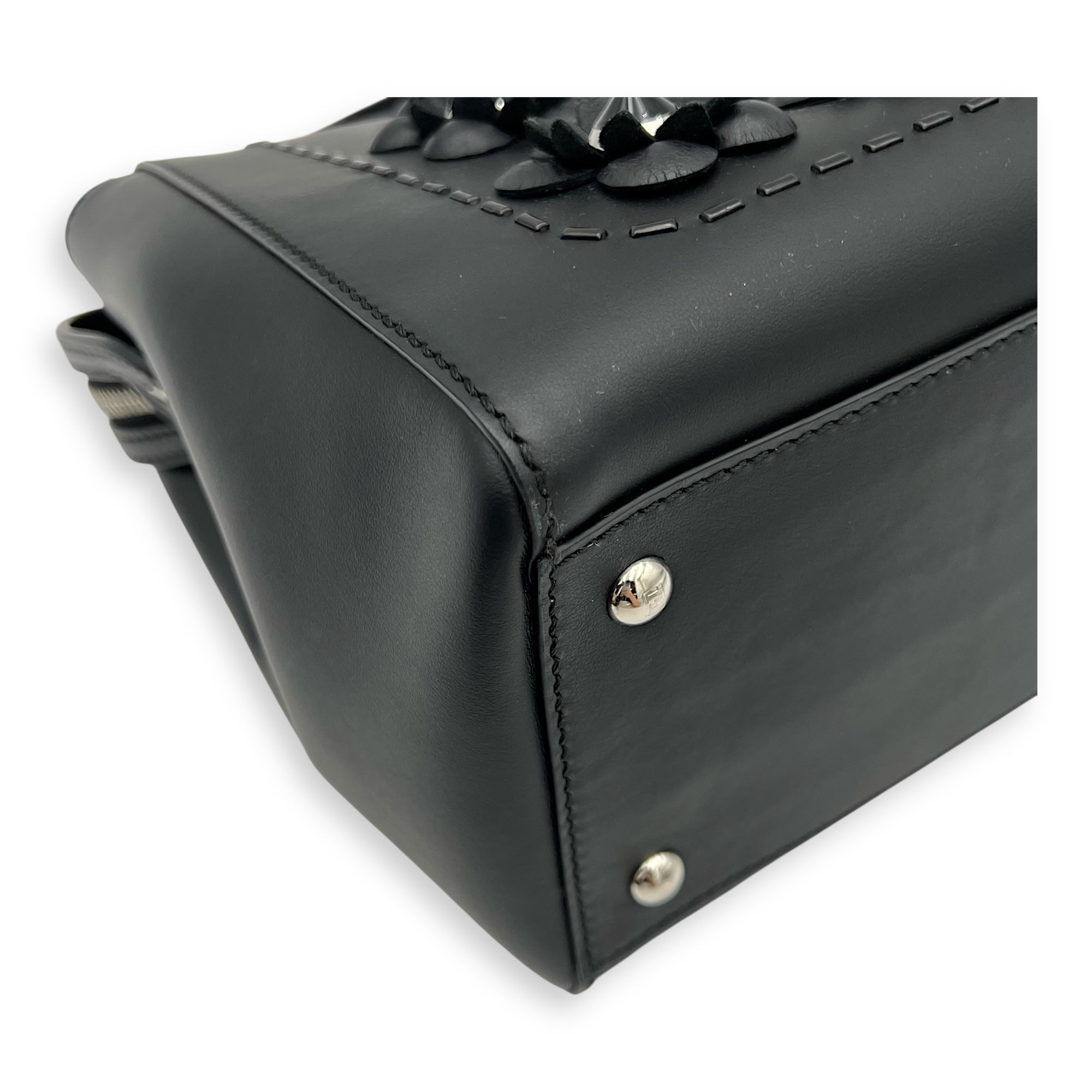 DotCom Top Handle Bag Black in Calfskin, Silver hardware