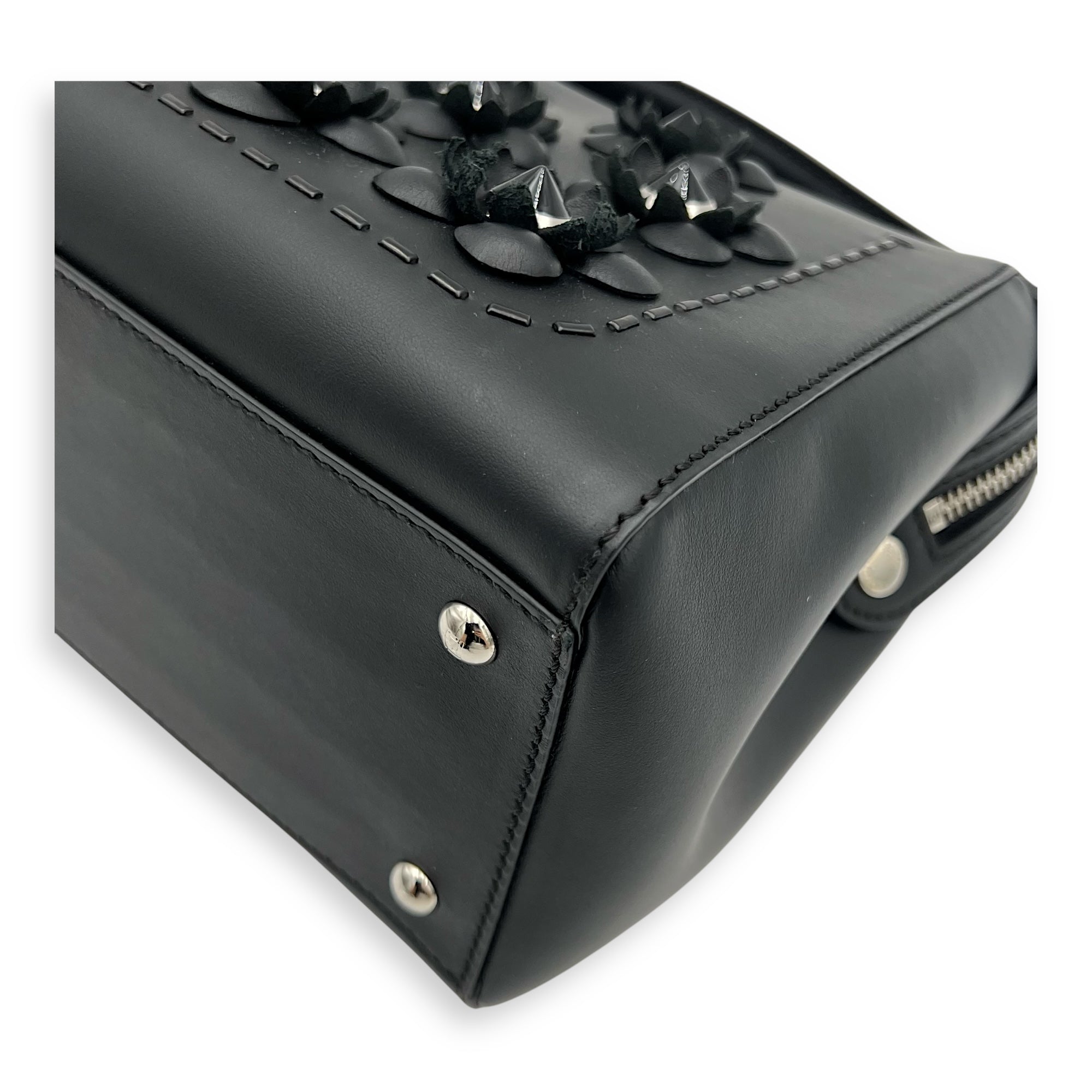 DotCom Top Handle Bag Black in Calfskin, Silver hardware