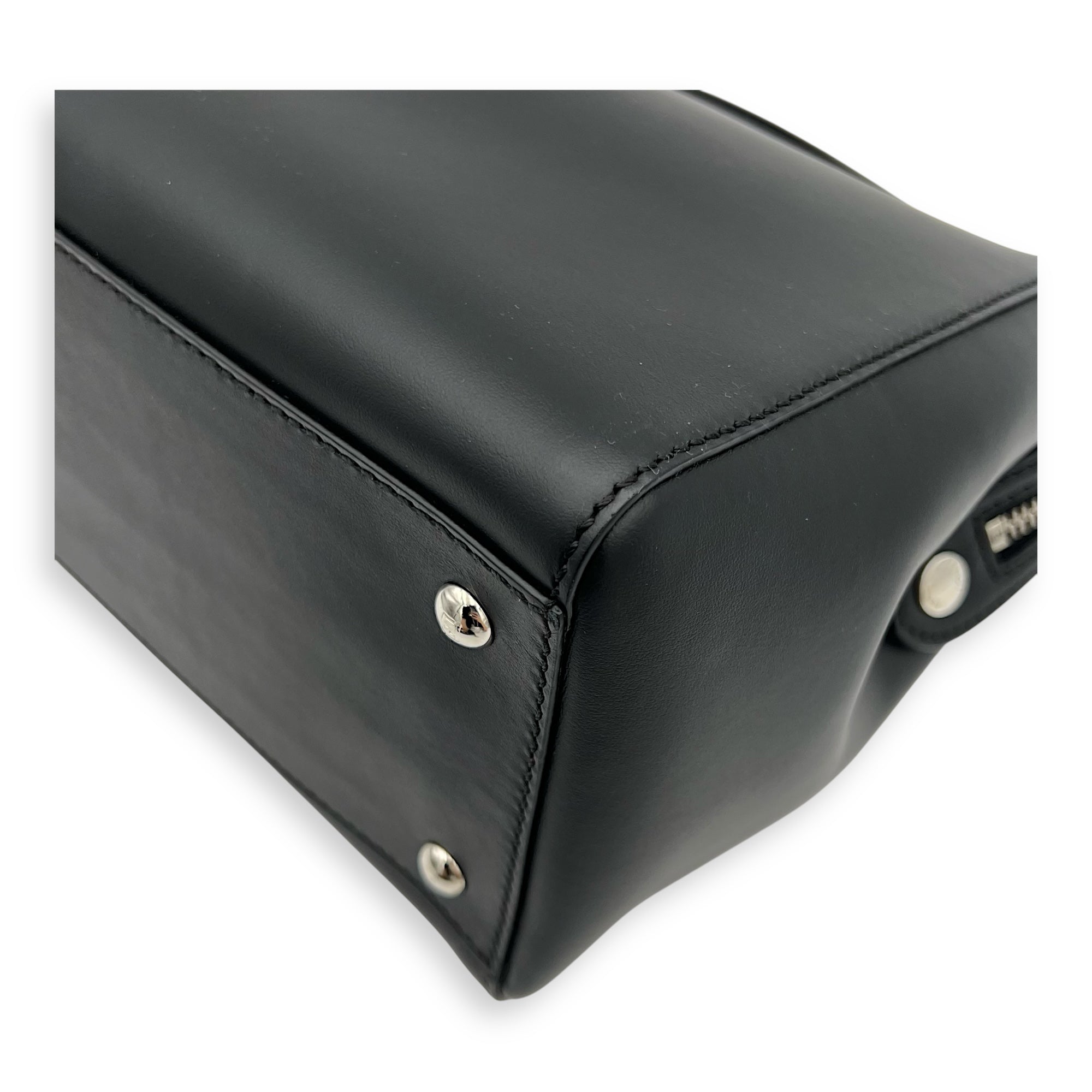 DotCom Top Handle Bag Black in Calfskin, Silver hardware