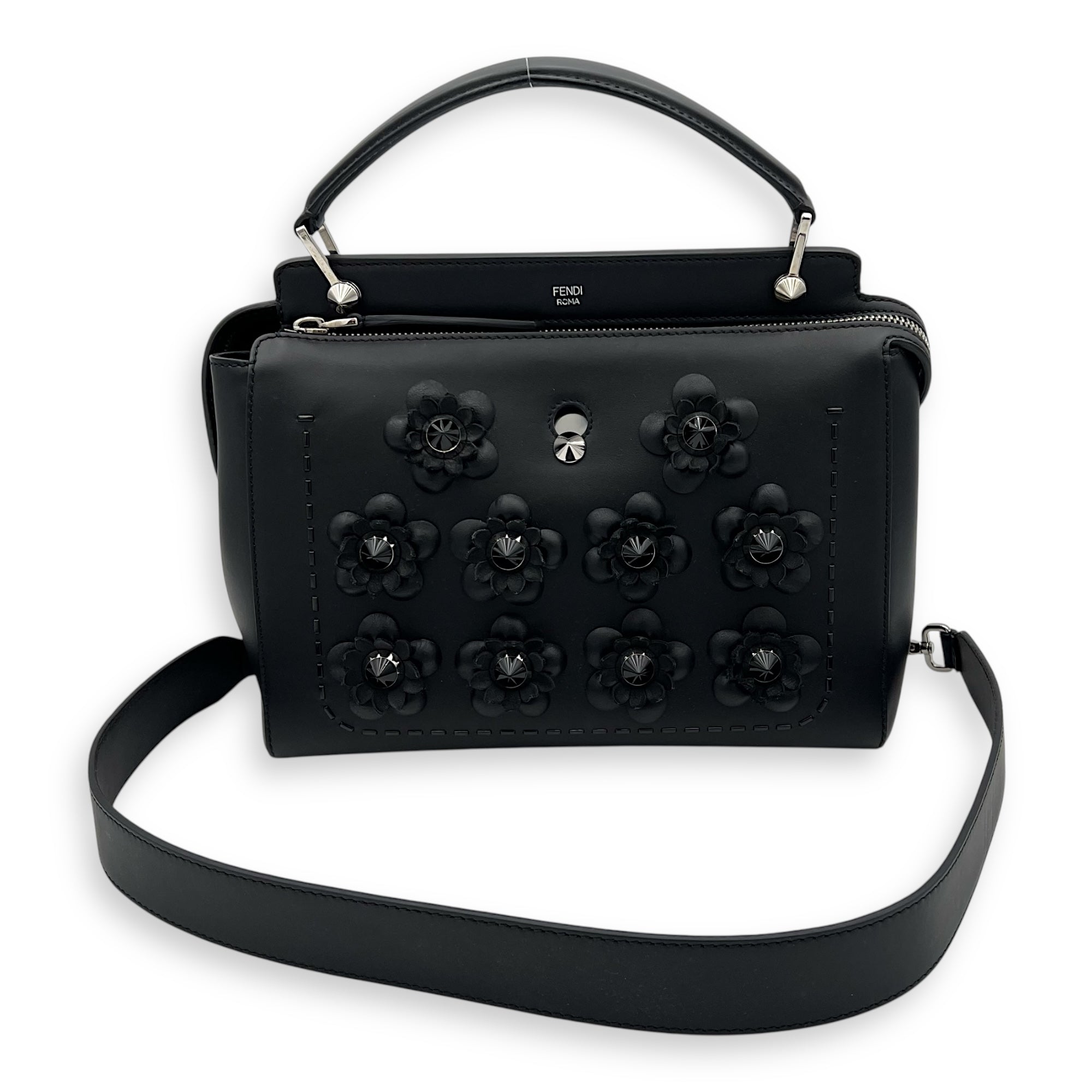 DotCom Top Handle Bag Black in Calfskin, Silver hardware