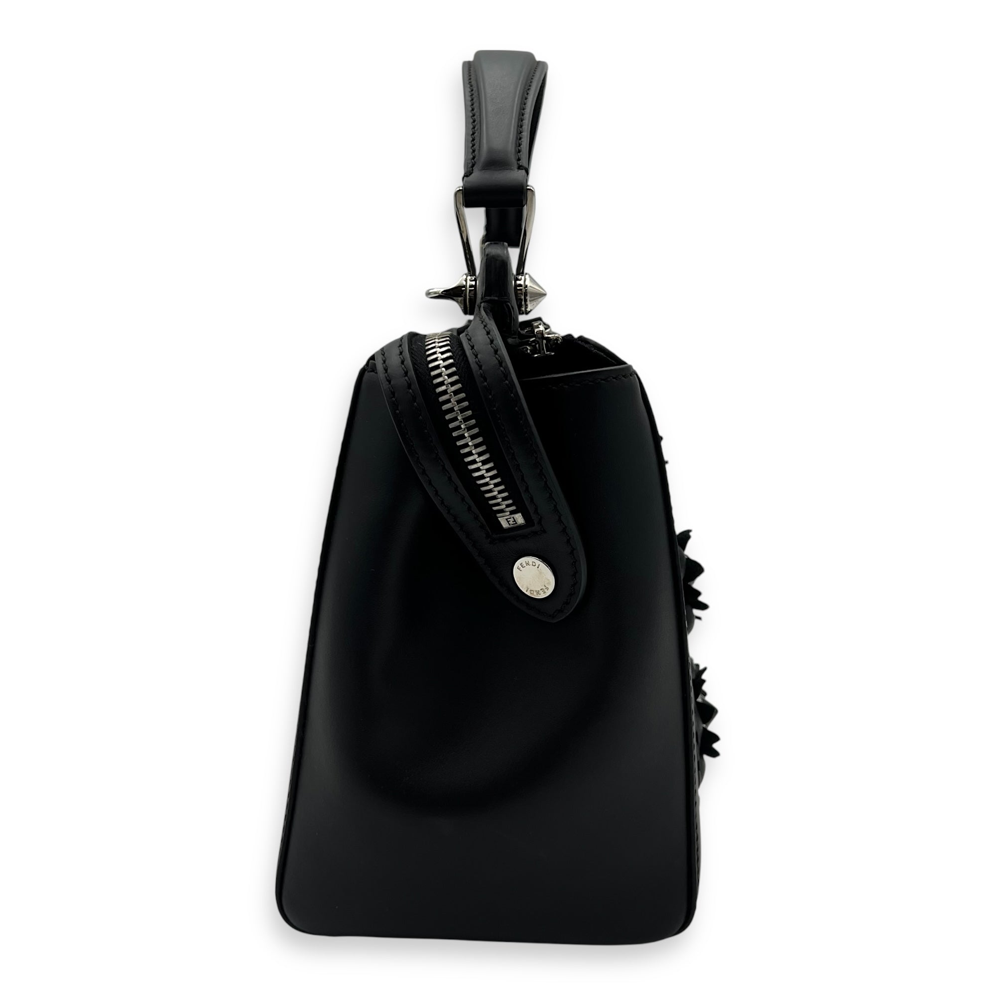 DotCom Top Handle Bag Black in Calfskin, Silver hardware