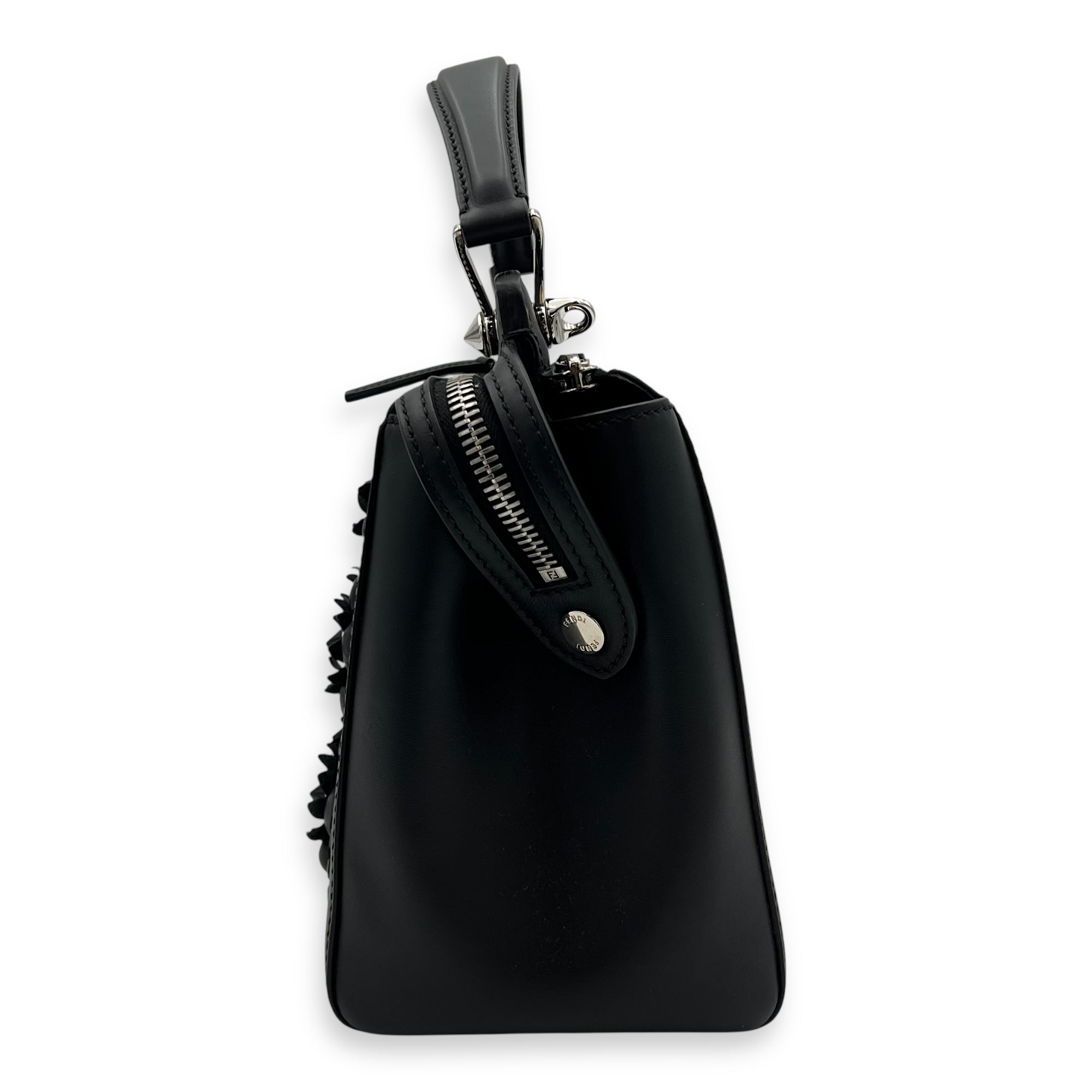 DotCom Top Handle Bag Black in Calfskin, Silver hardware