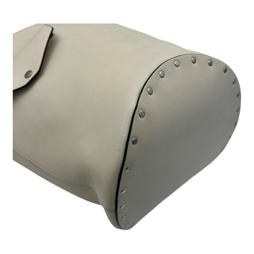 Biker Bucket Bag White in Calfskin, Silver hardware