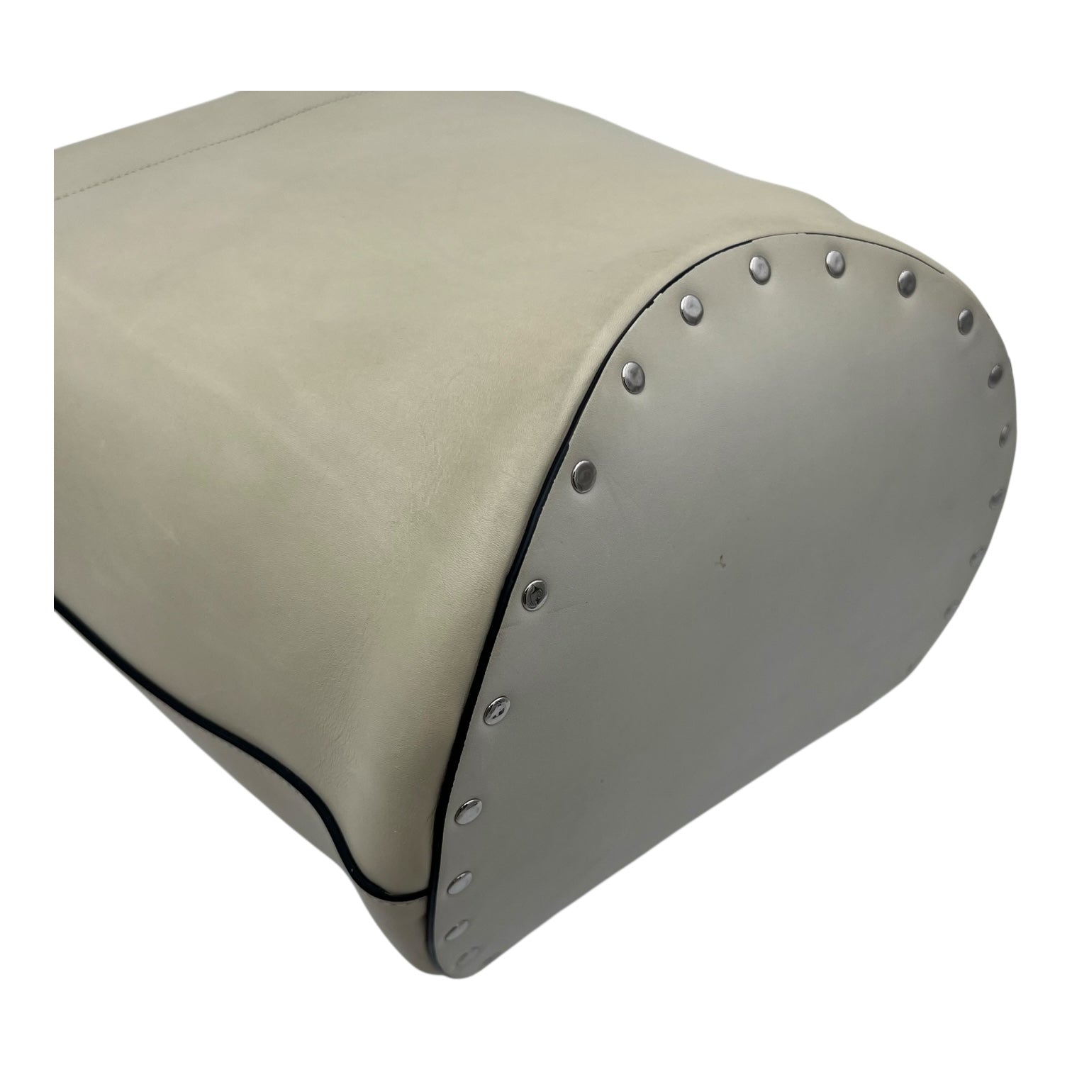 Biker Bucket Bag White in Calfskin, Silver hardware