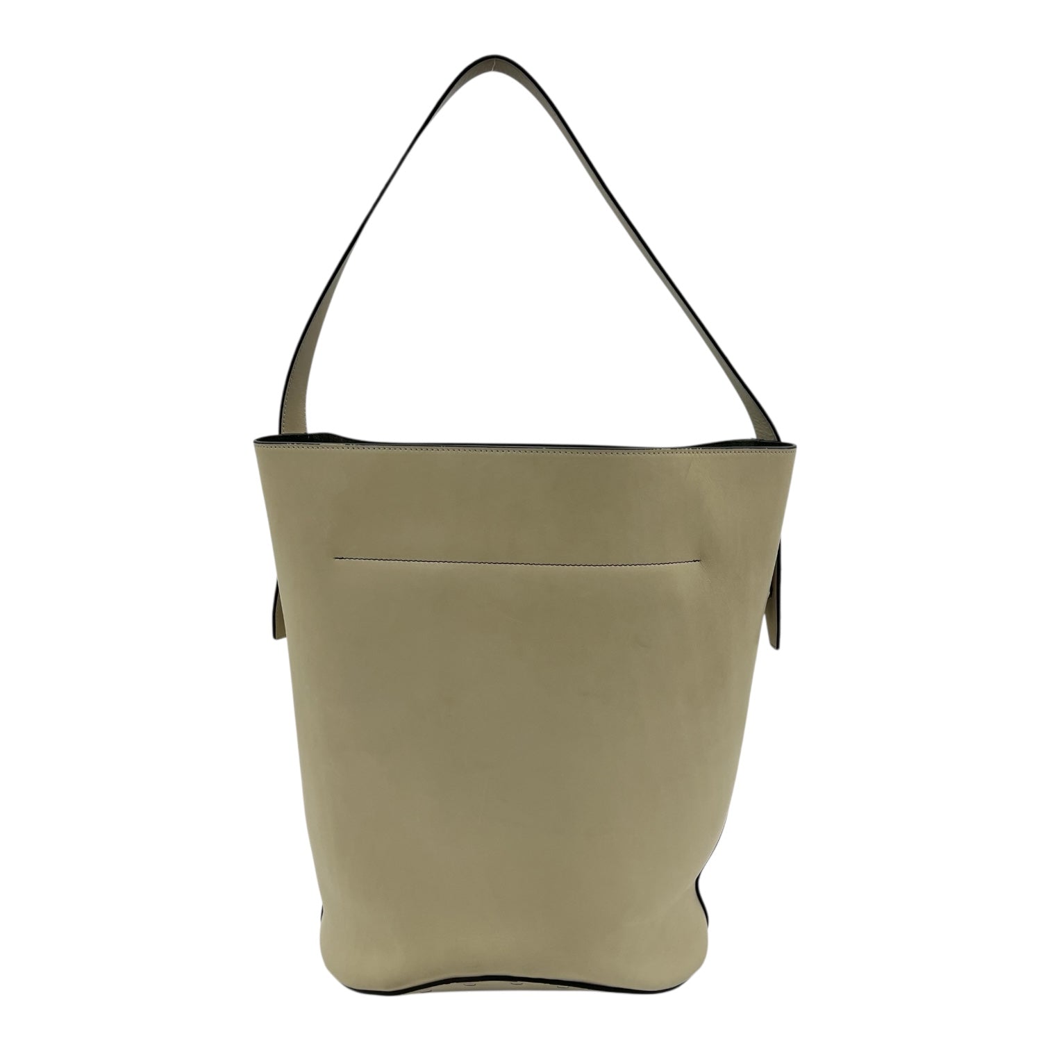 Biker Bucket Bag White in Calfskin, Silver hardware