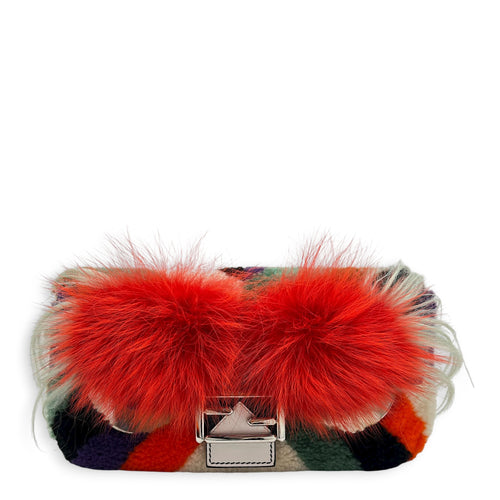 Baguette Shoulder Bag Multi-colour in Shearling, Silver hardware