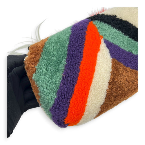 Baguette Shoulder Bag Multi-colour in Shearling, Silver hardware