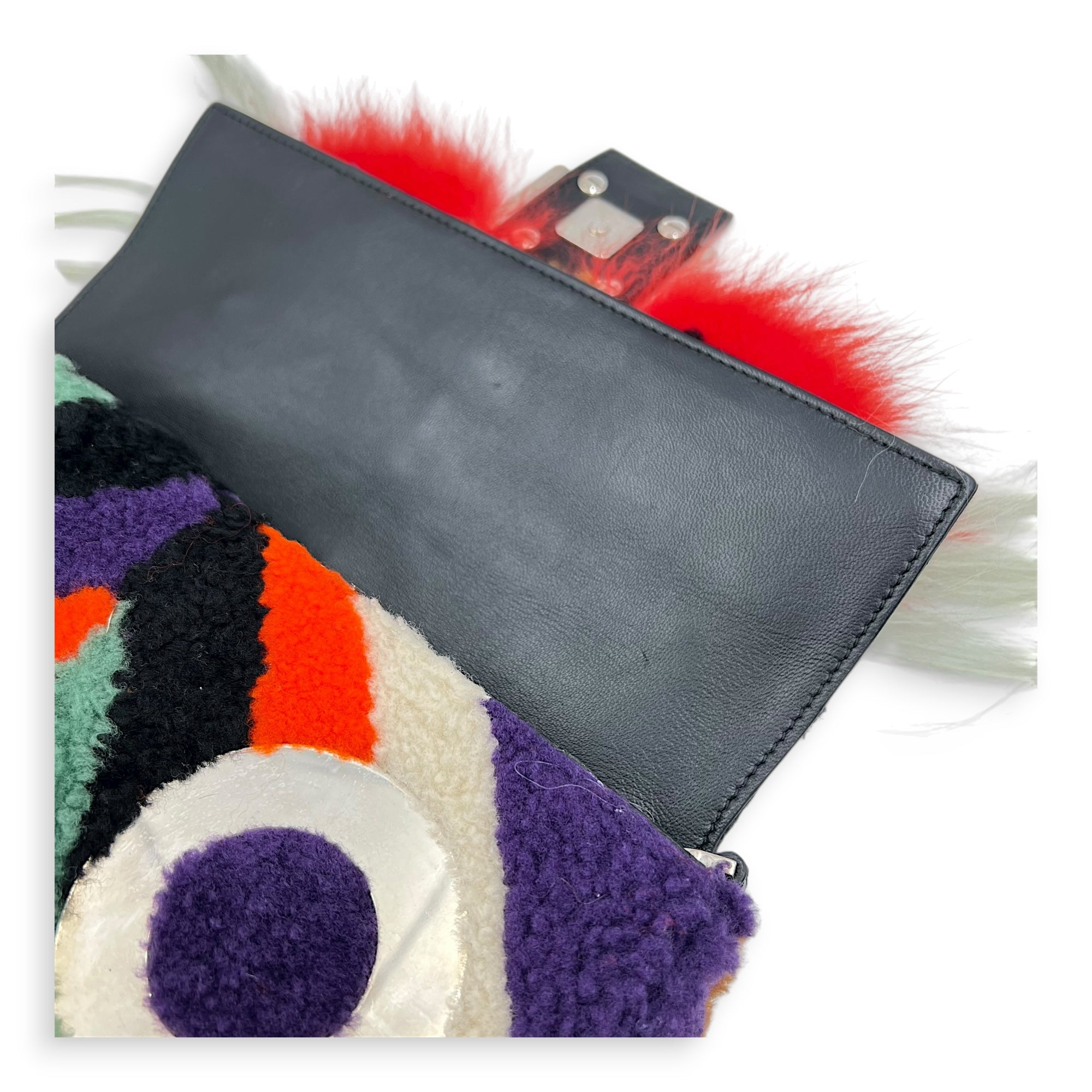 Baguette Shoulder Bag Multi-colour in Shearling, Silver hardware