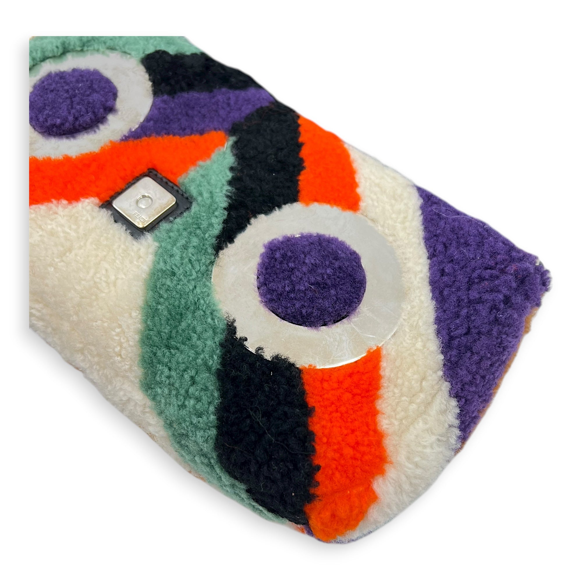 Baguette Shoulder Bag Multi-colour in Shearling, Silver hardware