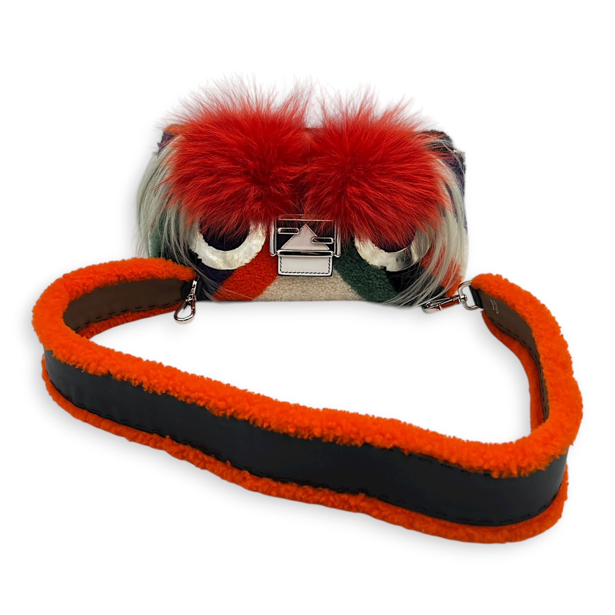 Baguette Shoulder Bag Multi-colour in Shearling, Silver hardware