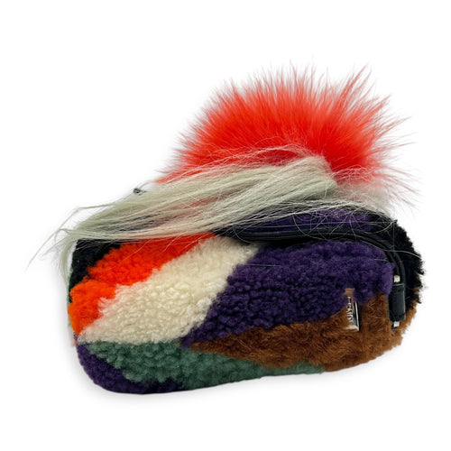 Baguette Shoulder Bag Multi-colour in Shearling, Silver hardware