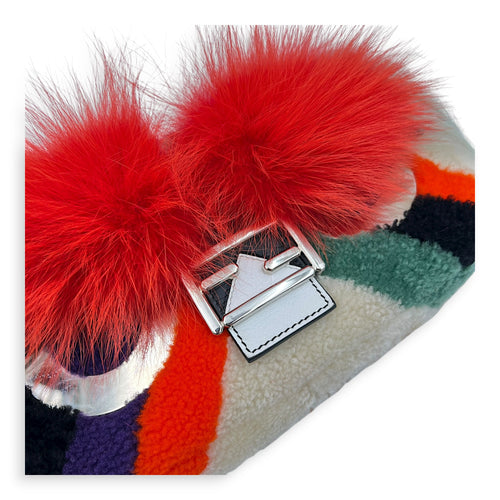 Baguette Shoulder Bag Multi-colour in Shearling, Silver hardware