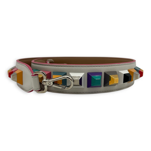 Studs Bag Strap White in Calfskin, Silver hardware