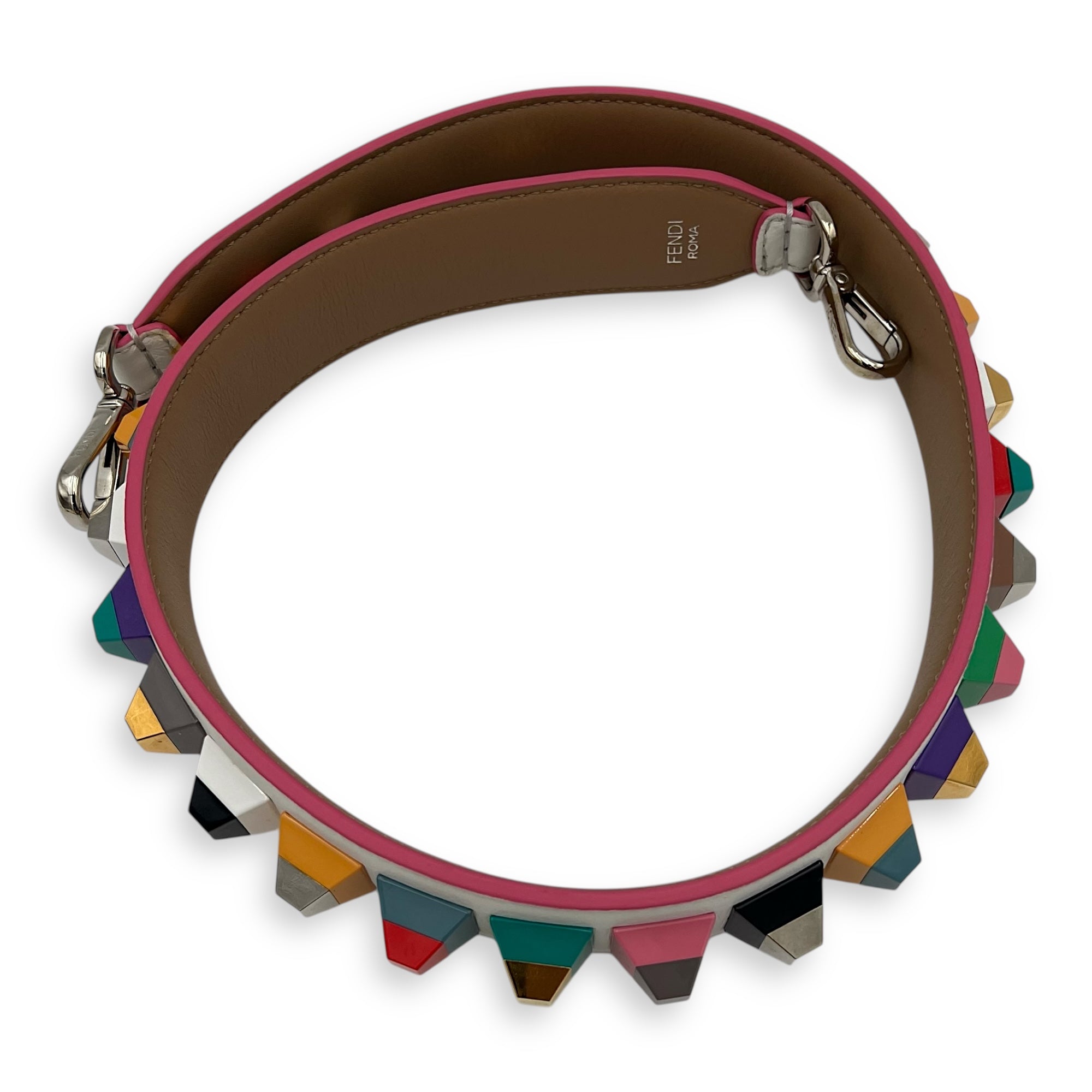 Studs Bag Strap White in Calfskin, Silver hardware