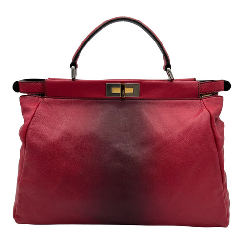 Peekaboo Top Handle Bag Red in Calfskin, Silver hardware