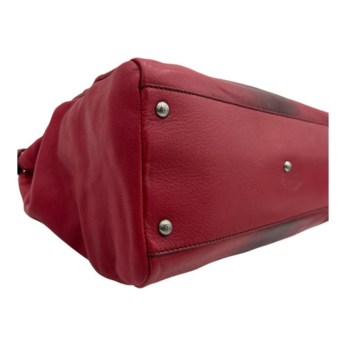 Peekaboo Top Handle Bag Red in Calfskin, Silver hardware