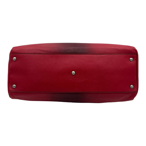 Peekaboo Top Handle Bag Red in Calfskin, Silver hardware