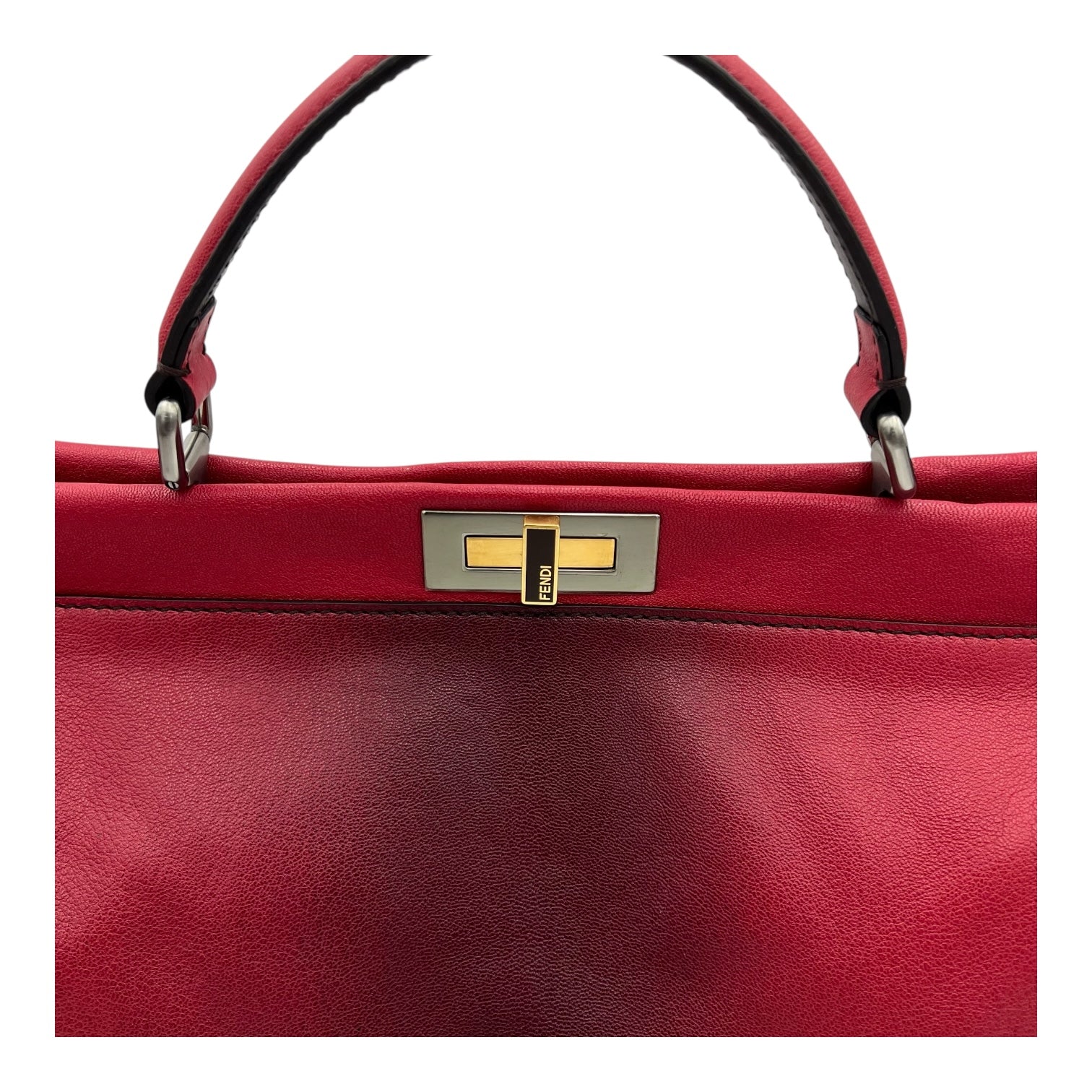 Peekaboo Top Handle Bag Red in Calfskin, Silver hardware