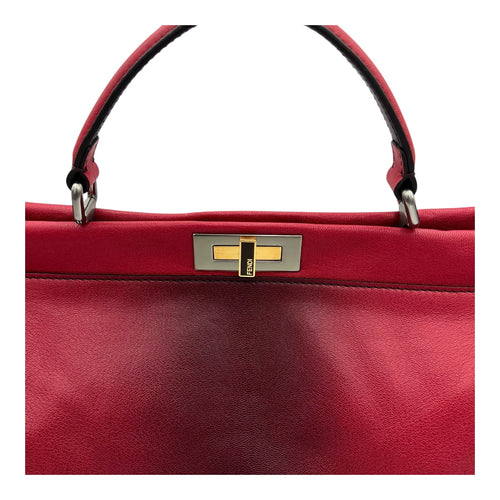Peekaboo Top Handle Bag Red in Calfskin, Silver hardware