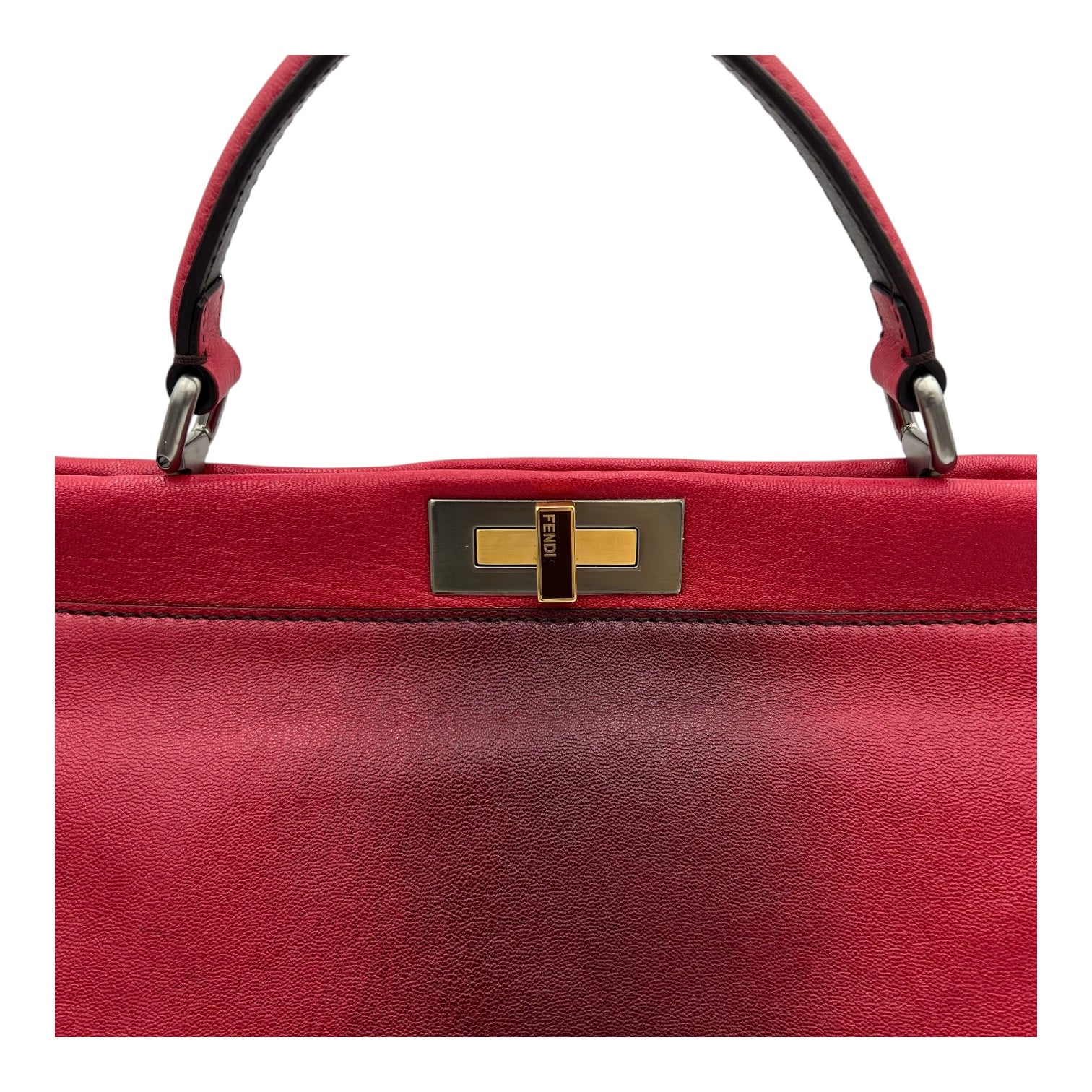 Peekaboo Top Handle Bag Red in Calfskin, Silver hardware