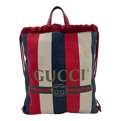 Web Sherry Line Drawstring Backpack Multi-colour in Canvas, Gold hardware