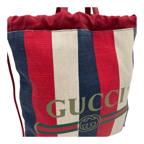 Web Sherry Line Drawstring Backpack Multi-colour in Canvas, Gold hardware