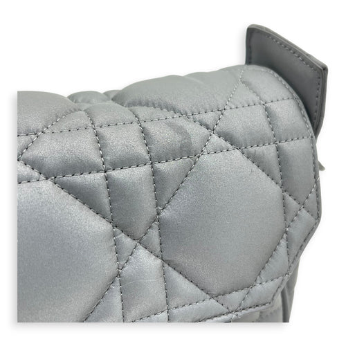 Cannage Messenger Grey in Fabric, Silver hardware