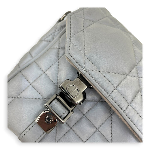 Cannage Messenger Grey in Fabric, Silver hardware