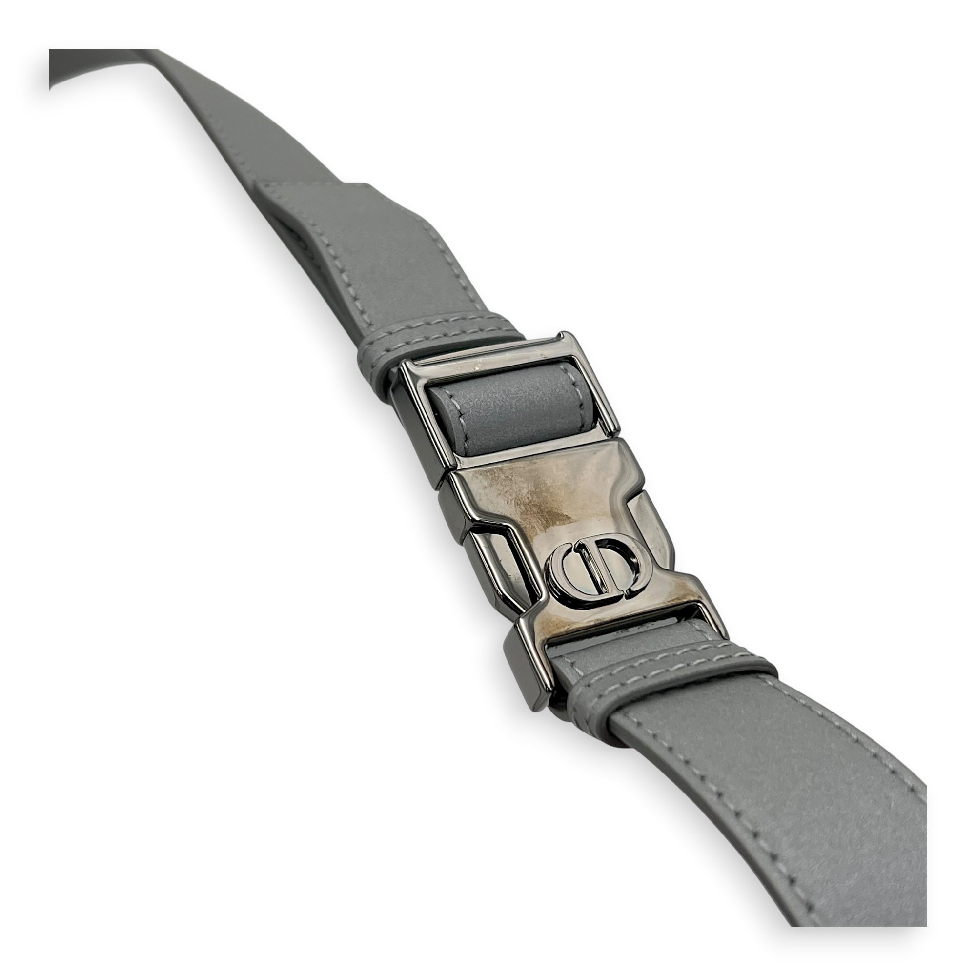 Cannage Messenger Grey in Fabric, Silver hardware